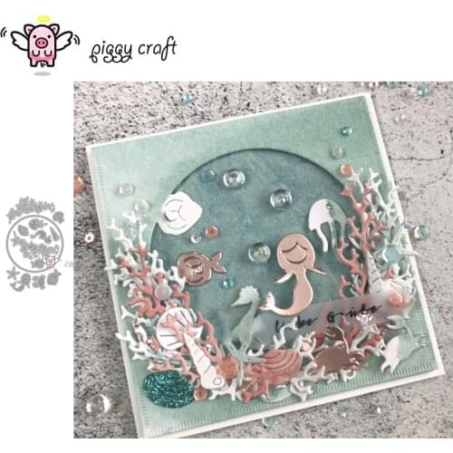 Piggy Craft metal cutting dies cut die mold Underwater world circle Scrapbook paper craft knife mould blade punch stencils dies