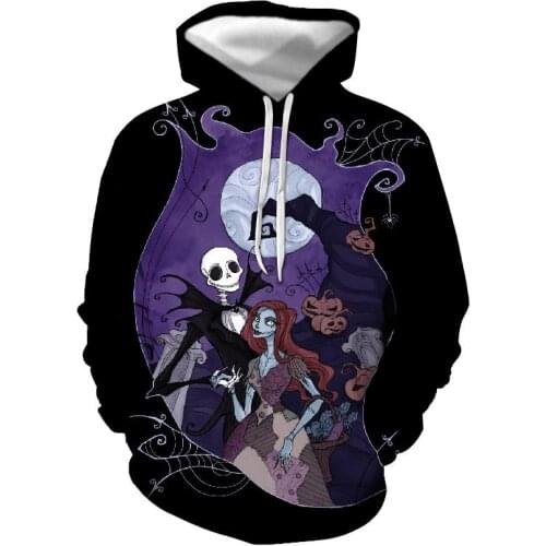 New Fun Animation Halloween Pattern 3D-Printed Gender-Neutral Fashion Hoodie Mens Sweatshirt Jumper Casual Jacket Sport Plus Ho
