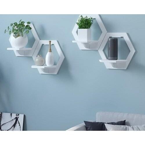 Hole-free Fan-shaped Shelf Wall Bedroom Mount Wall Partition Bedside Hook Rack Balcony Creative Flower Pot Stand
