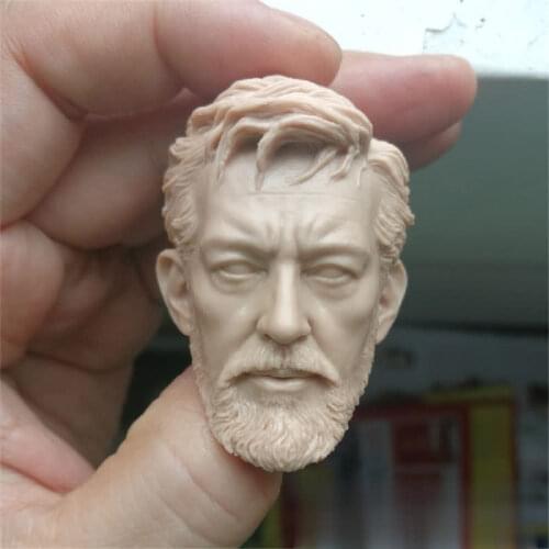 Unpainted 1/6 Scale Obi- Wan Head Sculpt Model For Action Figure Dolls Soldier Accessories Painting Exercise No.148