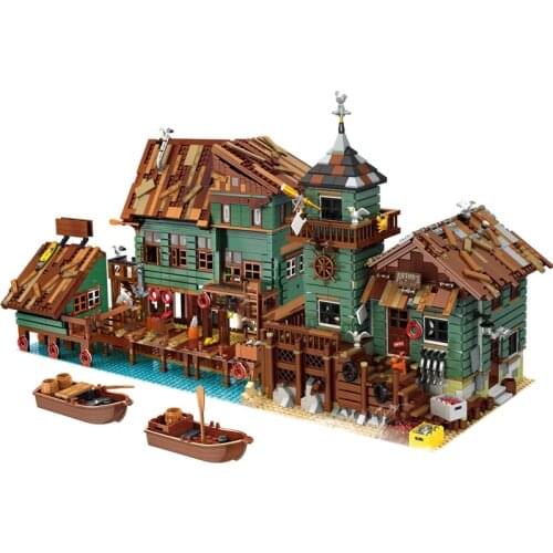 2020 New DIY City Street View Building Block Bricks Old Fishing Store House Series Captains Wharf Toys for Kids Christmas Gift