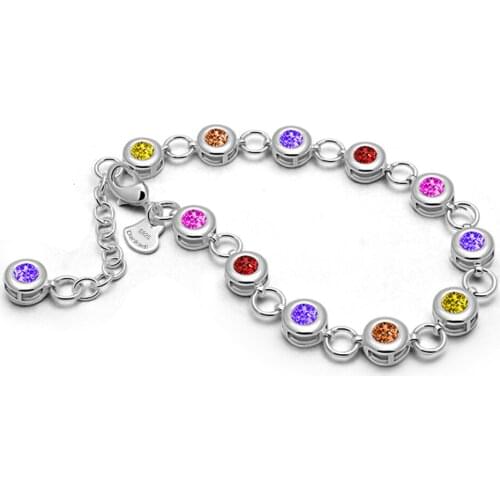 New girls favorite Rainbow Bar CZ Stones silver color Bracelets, Gold Color Crystal Zirconia Rectangle Bar Connector Bracelets