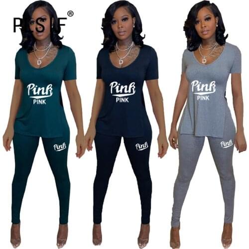 Skinny Women Summer New Arrive Tracksuit Casual Slim 2 Pieces Track Suit Matching Suit Outfits
