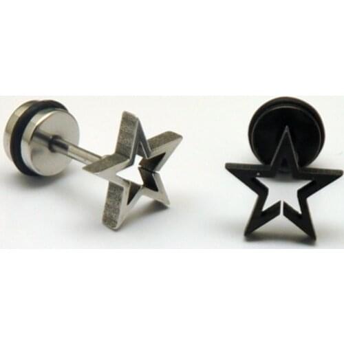 Wholesale 10mm steel star stud earrings fashion jewelry free shipping steel and anodized black color for choice