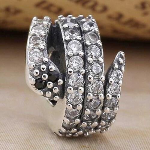Original Vintage Cute Snake With Crystal Beads Fit 925 Sterling Silver Bead Charm Bracelet Bangle DIY Jewelry