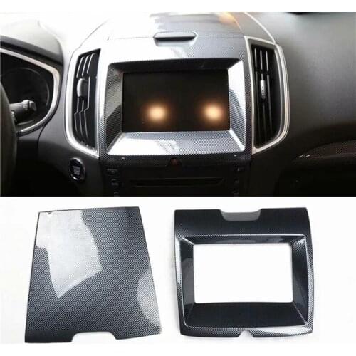 For Ford Edge 2015-2017 2PCS Carbon Fiber ABS Car Navigation Control Panel Air Conditioner Outlet Cover Trim Moldings