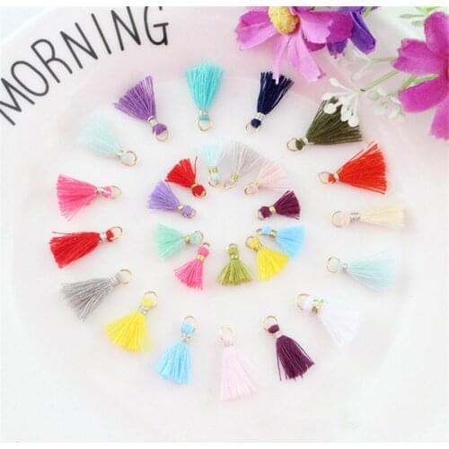 30-100Pcs 1cm Cotton Thread Mini Metal Hanging Ring Tassel Trim Pendant DIY Craft Jewelry Earrings Decor Materials Fringe Trim