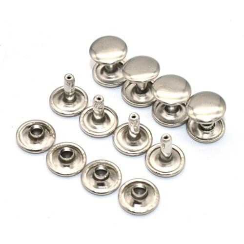 Silver Rivet 10mm Double Round Cap Rivet Iron Button Rapid Rivet DIY Leather Craft Sewing Accessories Purse Handbag Bag Hardware