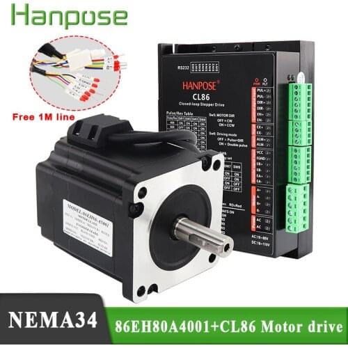 Nema34 Closed-loop step motor 4.0N.M 4.0A 86 Hybrid closed loop 86EH80A4001 Stepper Motor + CL86 Drive motor kit