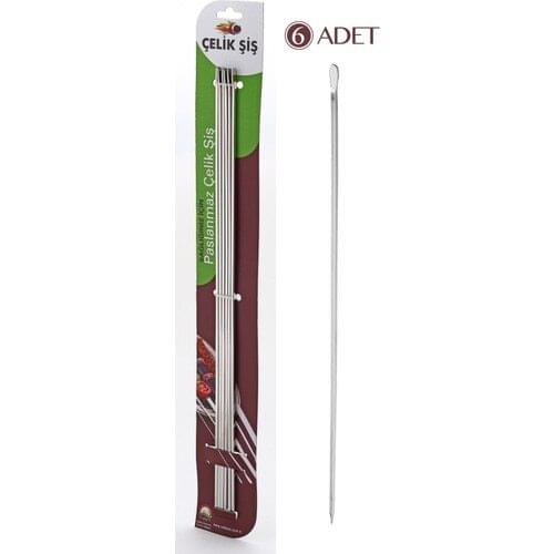 Gönen Steel Steel Skewers Stainless Steel Kebab Skewers 6 Pcs (Cubed Skewers)