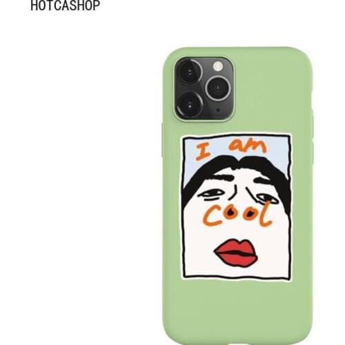 Funny I Am Cool Pattern Phone Case for iPhone 11 Pro Max X XR XS 8 7 6s Plus Candy green Silicone Cases