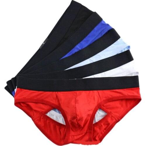 5PCS Mens Panties Thongs Underwear Sexy Briefs Jockstrap Pouch Cuecas Man Cotton Thong Underpants Gay Slip Homme Double Srting