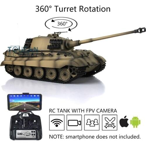 Outdoor Toys Heng Long 1/16 7.0 Upgrade German King Tiger RC Tank FPV 3888A W/ 360° Turret TH17569-SMT4
