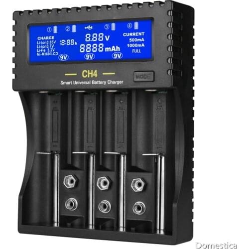 Lithium Ion Battery Ni-MH AA AAA 18650 9V Smart Fast Battery Charger CH4 Compatible With IMR/INR/ICR/Ni-MH/NiCd/LiFePO4 Battery