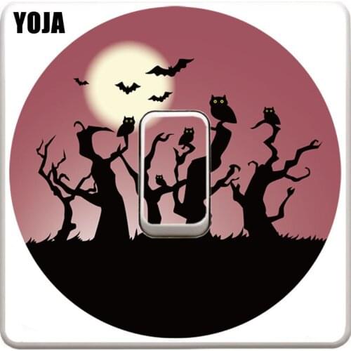 YOJA Unique Owl Halloween Decor Switch Wall Sticker Room Bedroom Personalized Colored 10SS0149