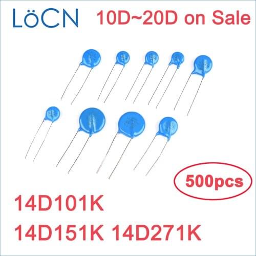 500PCS Varistor 14mm 14D 14D101K 14D151K 14D271K 14mm 100V 150V 270V VDR Mass Lot 101 151 271 10D 20D LoCNService