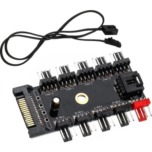 Computer Chassis 4pin Speed Temperature Control Cooling Fan PWM Fan Hub Speed Controller Support 8-way 10-way FAN