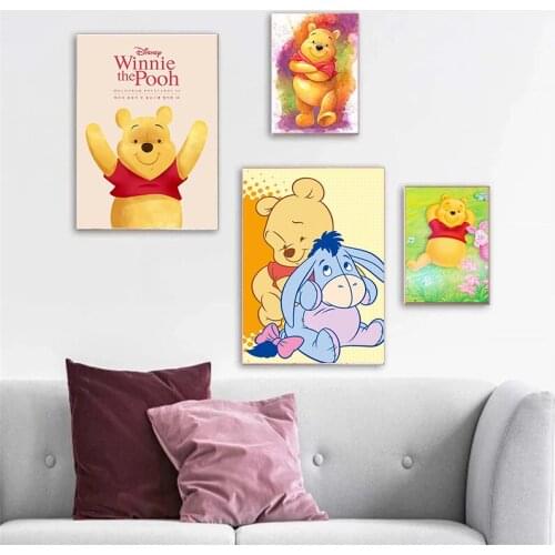 Winnie The Pooh Poster and Nursery Canvas Painting Disney Cartoon Prints Wall Art Pictures for Living Kids Room Home Decoration