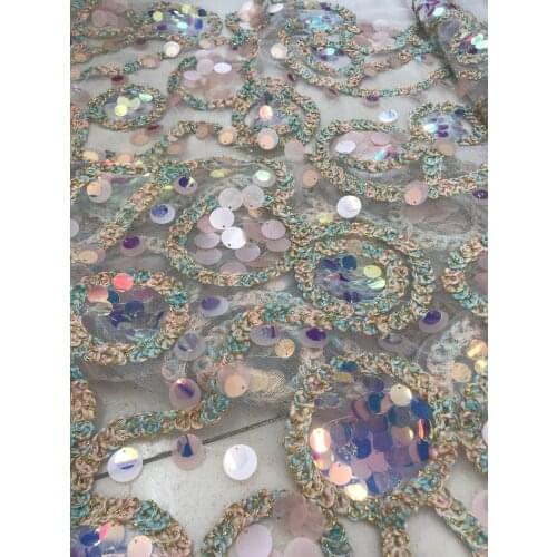 High Quality SYJ-686812 Nigerian French sequins Lace Fabric Luxury embroidered Net Lace fabric