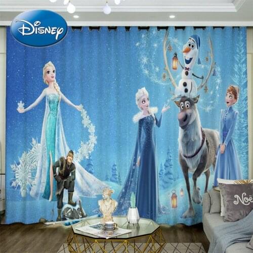 Disney Frozen Elsa Anna Girl Bedroom Cartoon Anime Curtain Childrens Room Princess Room Bay Window Custom Shading