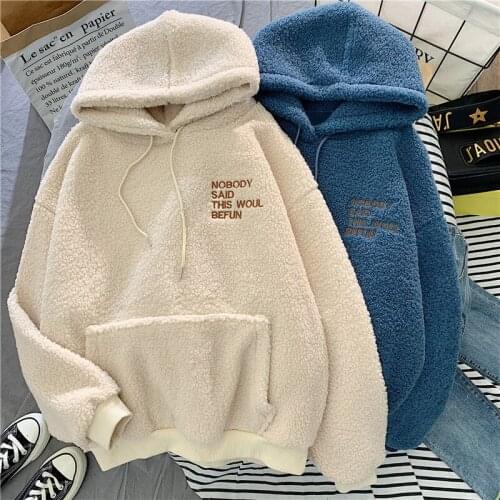 Autumn Winter Coat Pink Sweet Hooded Sorry Print Harajuku Loose Pocket Hoodies Womens Fleece Flannel Pullover Female Sweatshirt
