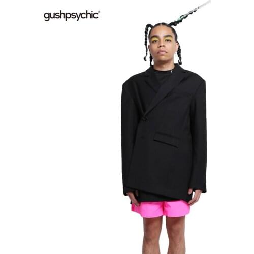 XS-6XL New 2021 Mens clothing hair stylist Catwalk Black shoulder pad side button loose Suit Coat plus size costumes