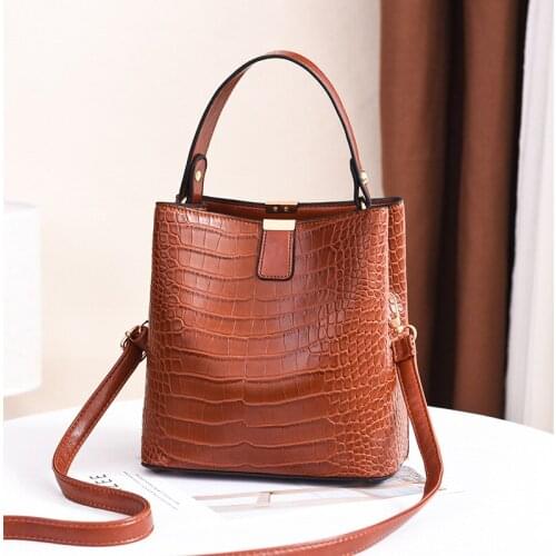 TheNew Retro Alligator Bucket Bags Women Crocodile Pattern Handbag Capacity Casual Crocodile Shoulder Messenger Bags LadiesPurse