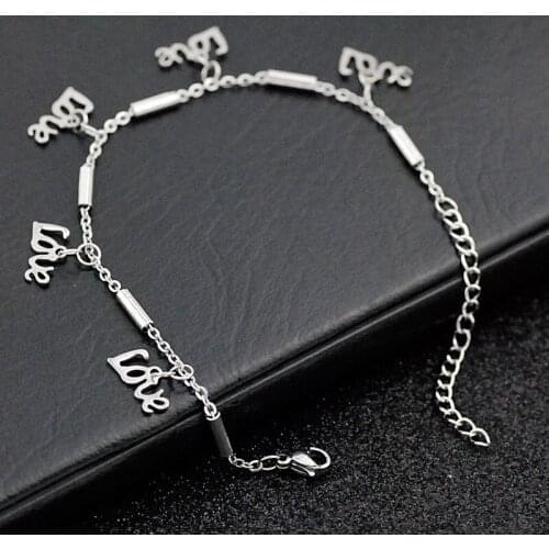 Stainless Steel Chain Bracelet for Women Love Letter Initial Charm Bracelet Wearproof Link Chain Jewelry Womens Lucky Braclets
