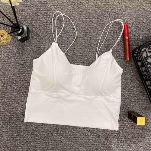 WYS.JL Women Tank Crop Top Seamless Underwear Female Crop Tops Sexy Lingerie Intimates Fashion With Padded Camisole White Black
