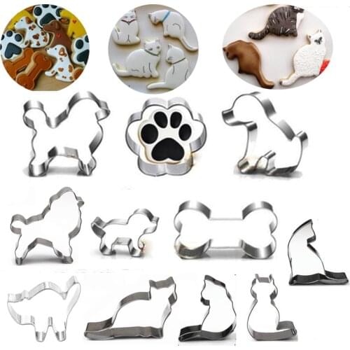 Animal dogs cats kitty puppy claw bone stainless steel cookie cutter party Biscuit mold fondant cake Pastry decor cupcake topper