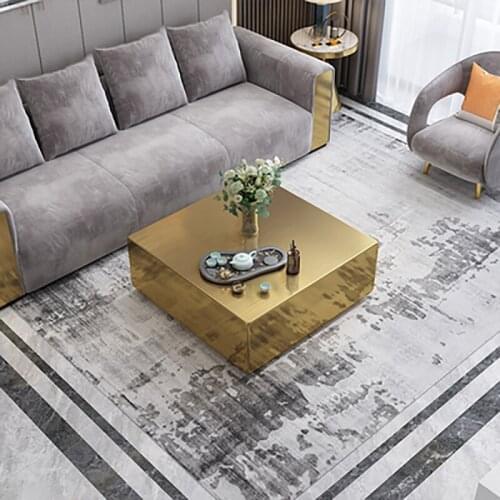 Clothing store coffee table stainless steel brushed golden square luxury atmosphere living room home simple and beautiful high