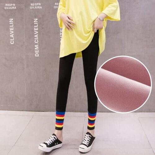2020 Winter Velvet Pregnant Women Panties Striped Belly Thick Pants Holds Abdominal Legging Maternity Stretched Warm Trousers