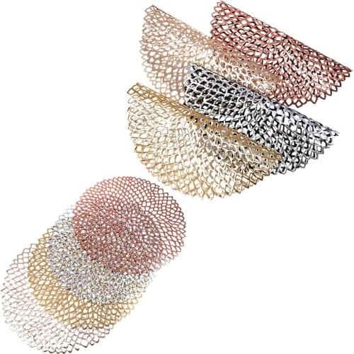 Table Bowl Mats Home Decor Placemat For Dining Table PVC Plastic Hollow Insulation Round Baroque Mediterranean Coaster Pads 1pc