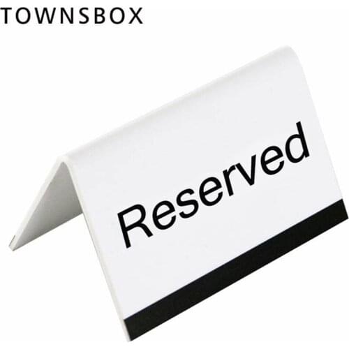 10x6cm White Acrylic Black UV Printing Letter Desk Sign Stand Hotel Resturant Table Reservation Signage Board Desk Sign Plate