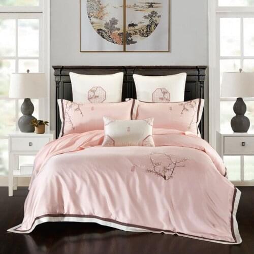 2020 Luxury Tencel Chinese elegance Bedding Set Delicate Soft Duvet Cover Sets Bed Sheet Pillowcases Queen King Size 4/6/7Pcs