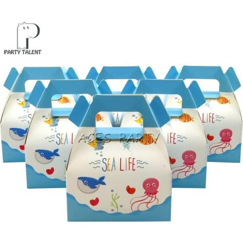 24pcs/Lot Candy Box Cake Gift For Kids Sea Life Sea World Marine Animal Theme Party Baby Shower Favor Supplies