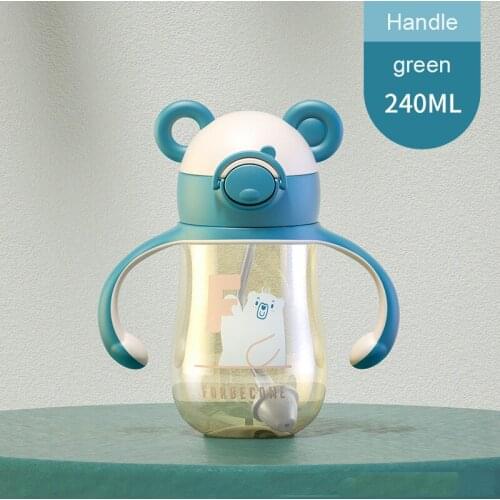 240/300ml Cartoon Cute Bear Drink Water Straw PPSU Bottle Handle Cup for Baby Kids Children Boy Girl Creative Gift Wholesale