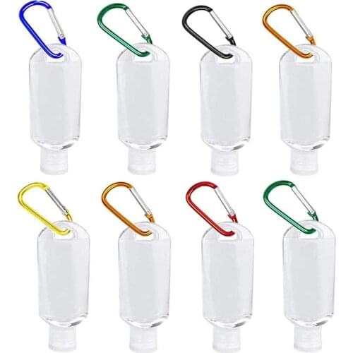 8pcs 50ml Empty Hand Sanitizer Bottles Refillable Leakproof Plastic Travel Bottle with Keychain for Alcohol Toiletries Liquids