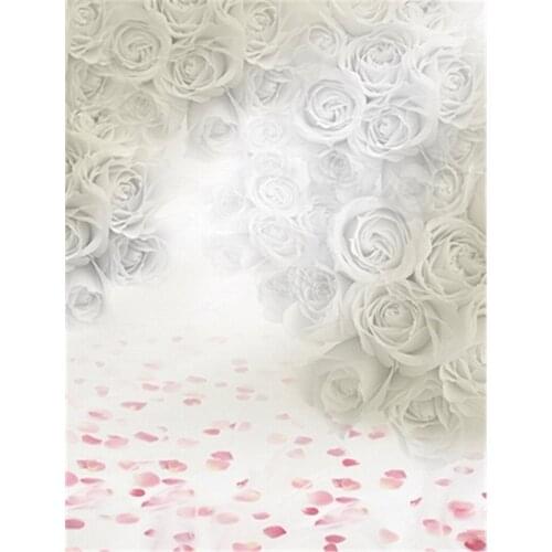 White Rose Background for Photo Studio Pink Flowers Vinyl Backdrops for Photography Digital Printed Wedding Photo Studio Props