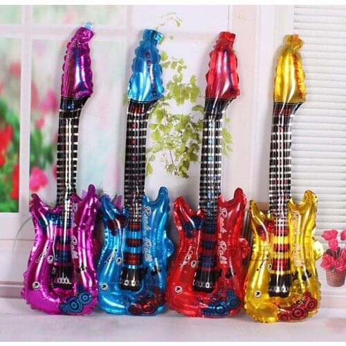 Free Shipping Popular Music Concert Guitar Cheering Stick, Inflatable toys, 83CMX30CM Party Foil Balloon 100pcs/lot