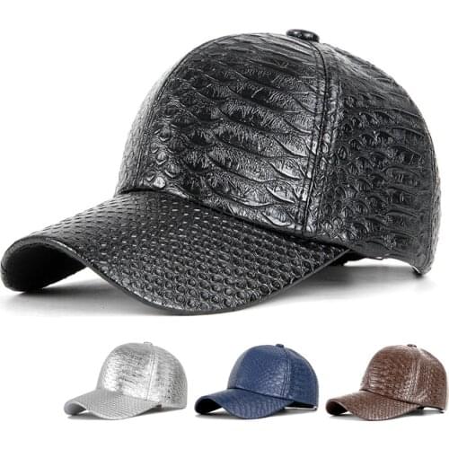 New Mens Crocodile Leather Cap Solid Baseball Cap Women Outdoor Casual Brand Gorras Para Hombre Swag Hip Hop Snapback Hats