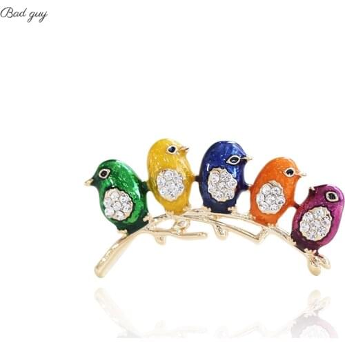 Dripping Oil Five Little Birds Brooch For Womens Cute Pin Jewelry Office Clothes Scarf Buckle Garment Accessories Brooches Gift