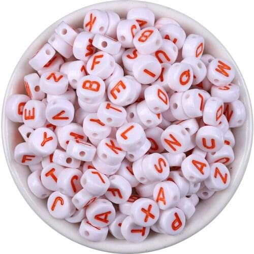 100pcs/lot 7mm Letters Mixed A-Z Orange Red Letters Beads Spacer Beads For Bracelet Necklace Jewelry Making