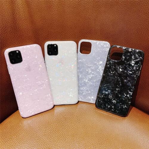 Glossy Marble Conch Shell Phone Case For iphone 11 Pro Max X XR XS Glitter Soft TPU Cover For iphone 7 8 6 6S Plus Cute Shell