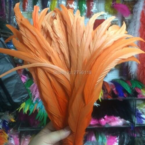Cheap! 50 pcs 14-16"/35-40cm Orange Pheasant Chicken Rooster feathers for mask jewelry craft dress making bulk sale