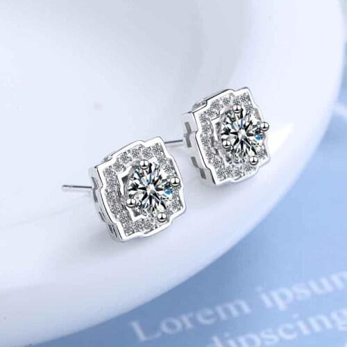 Classic CZ Zircon Stone Square Earring New Fashion Cute Shiny Crystal Earrings for Women Female Party Wedding Jewelry Pendientes