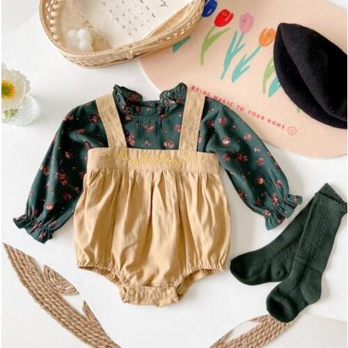 2021 Korea style boys girls 2 pcs set shirt+shorts autumn cotton babys suit 6-24 month WS207