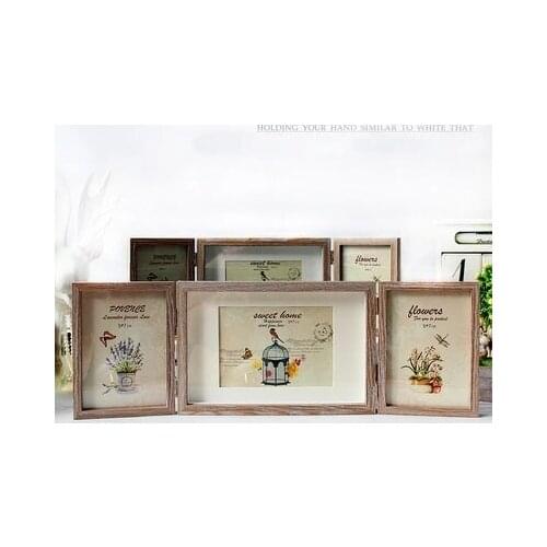 Creative combination tri-fold photo frame retro American 6 inch 7 inch photo frame office cafe home decoration