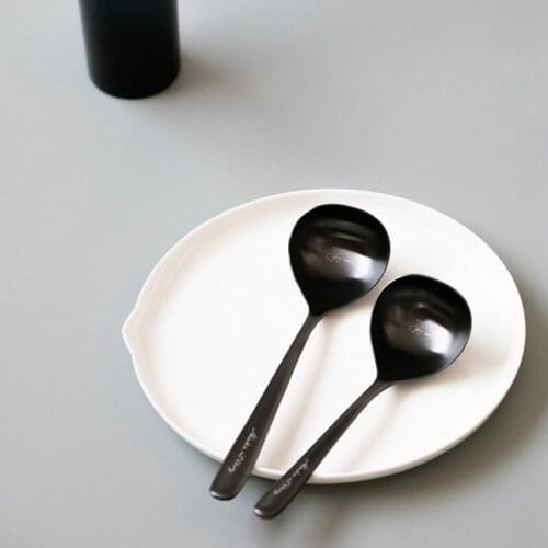 Stainless Steel Soup Spoon Matte Titanium-Plated Hot Pot Spoon Kitchen Tableware Home Simple Cooking Utensil