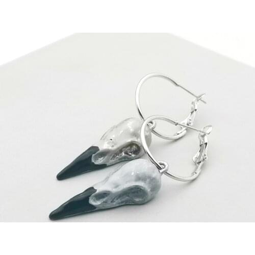 Retro Gothic Wind Bird Head Skull Pendant Earrings Men Women Jewelry Gift Souvenir Easter Small Ear Hoops Charm Earrings